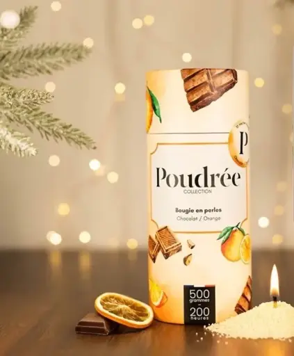 POUDREE PARIS - Recharge parfumée de Bougie 500gr NOËL Chocolat orange