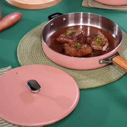 COOKUT - La Merveilleuse POELE 24 cm INOX poignée AMOVIBLE (anse non-inclus)