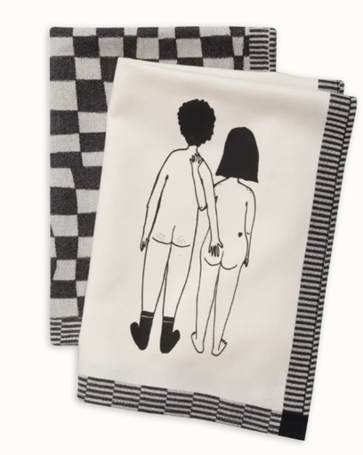 HELEN B - Essuie de vaisselle NAKED COUPLE BACK + MOTIF(set de 2)