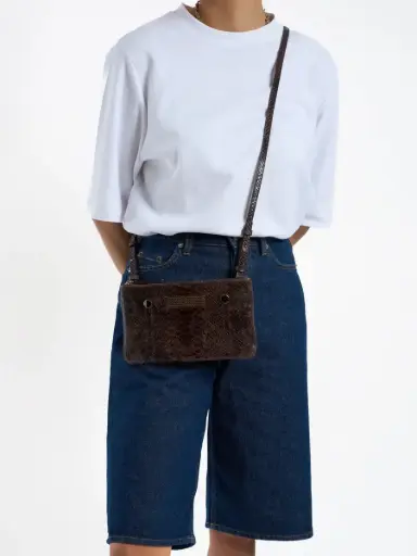 CLIO GOLDBRENNER - Sac MINI PYTHON CHOCO BROWN