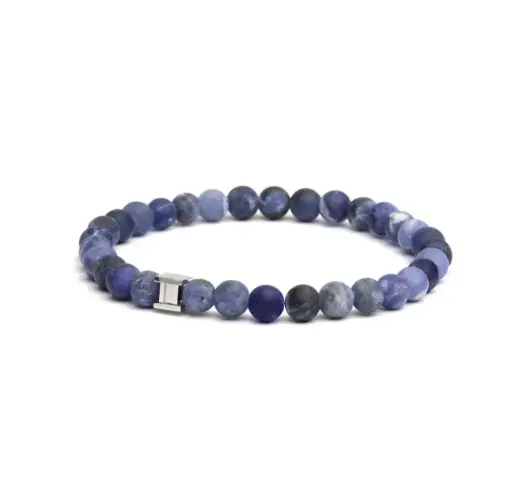 Gemini - Bracelet avec pierre 6mm Bleu (gem Mat blue) 